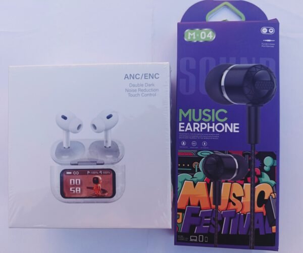 ANC/ENC Smart LED Display Earbuds + free Headphone - Image 3