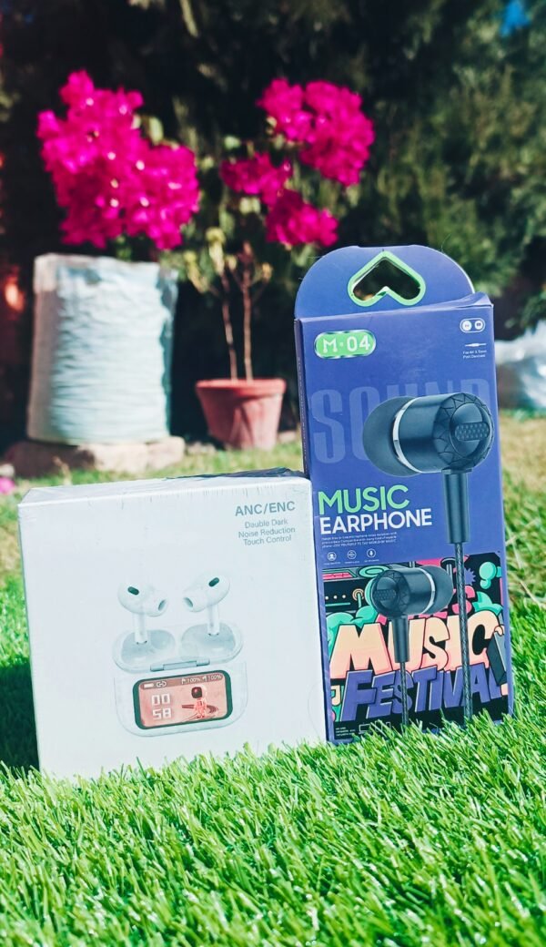 ANC/ENC Smart LED Display Earbuds + free Headphone - Image 7