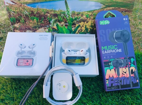 ANC/ENC Smart LED Display Earbuds + free Headphone - Image 9